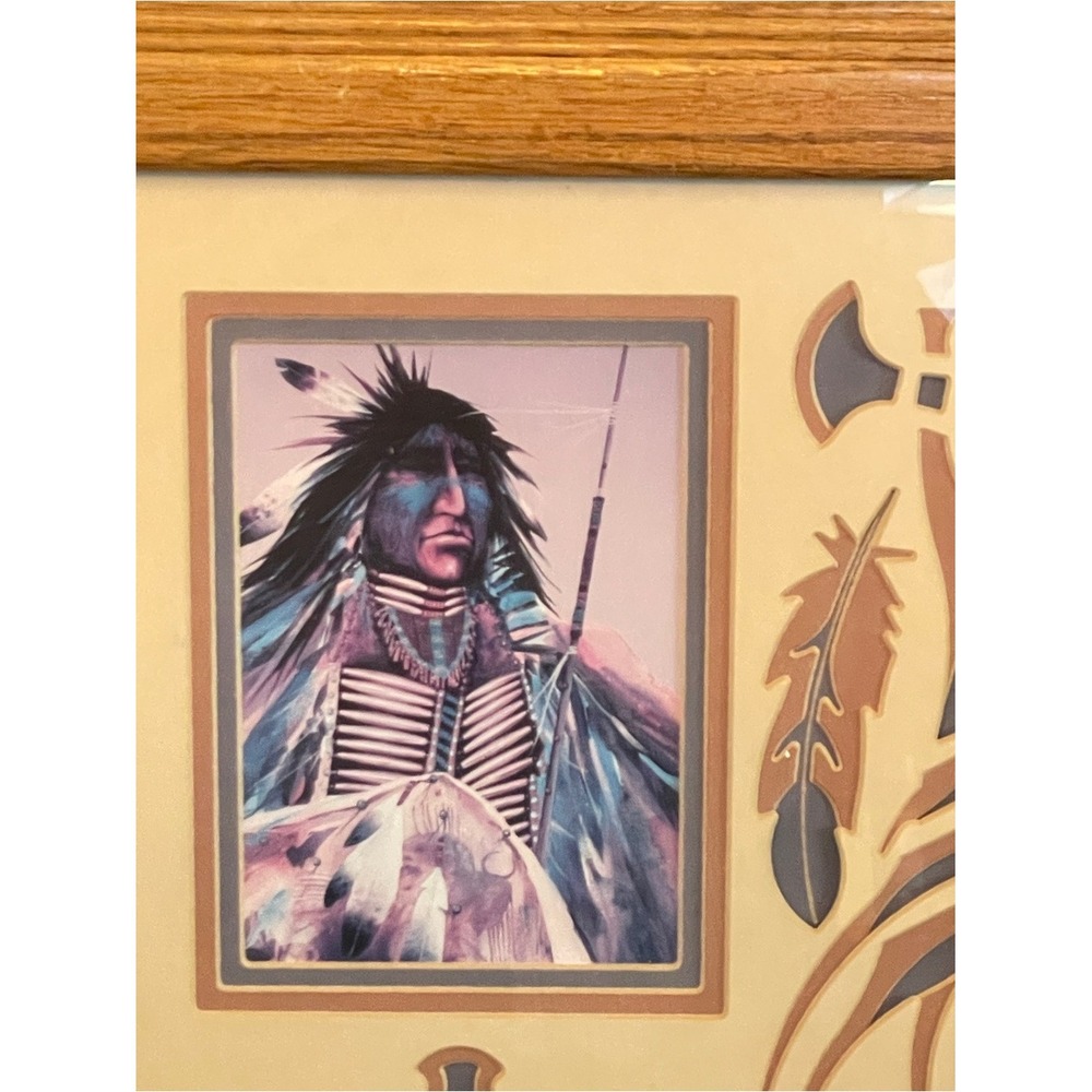 Native American Inspired Framed Art Print in Oak Frame Matted - Picture 2 of 7